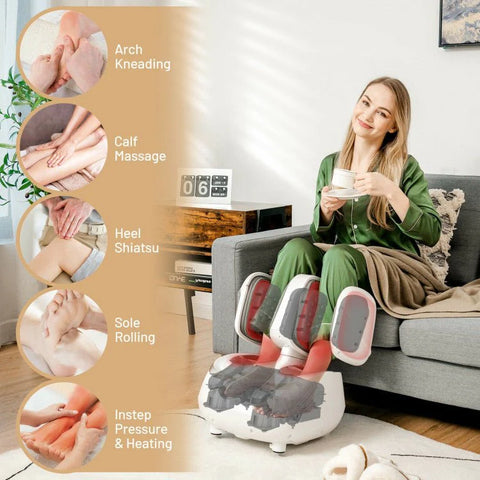 Premium 2-In-1 Electric Shiatsu Foot Calf Massager With Heat Function