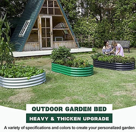 2Pcs Galvanized Raised Garden Bed Kit, 10×4×1ft Galvanized Planter Raised Garden Boxes Outdoor, Oval Large Metal Raised Garden Beds for Vegetables…………