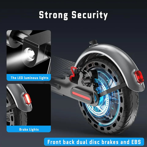 Electric Scooter - 8.5" Solid Tires, 350W Motor, Up to 19 MPH and 21-23 Miles Long-Range Portable Foldable Commuting Scooter for Adults with Double Braking System and App