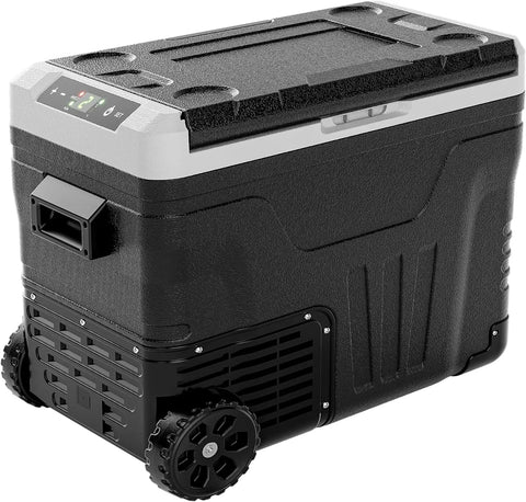 12 Volt Refrigerator, 53QT(50L) Electric Cooler, Portable Freezer 12V/24V DC 110-240V AC, 12V Fridge -4��~68��, 12V Cooler with Wheels & 2 Baskets for Travel, Truck, Boat, Camping