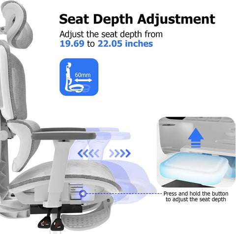 Ergo3D Ergonomic Office Chair �� High Back Mesh Desk Chair with 3D Adjustable Armrests, Wheels, for Home and Office (Black)
