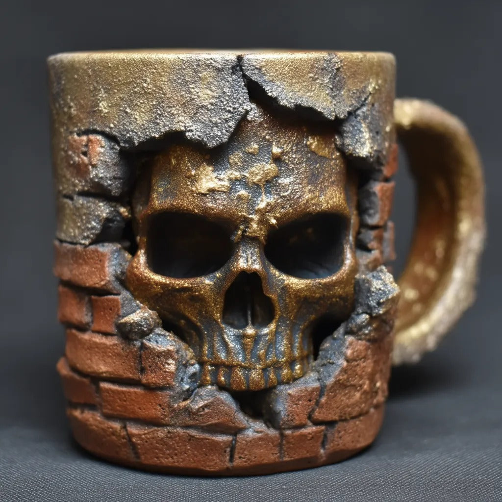 “Wall Breaker Skull Mug” – 3D Gothic Coffee Mug