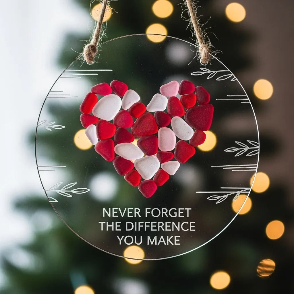 Never Forget the Difference You Make – Sea Glass Heart Keepsake