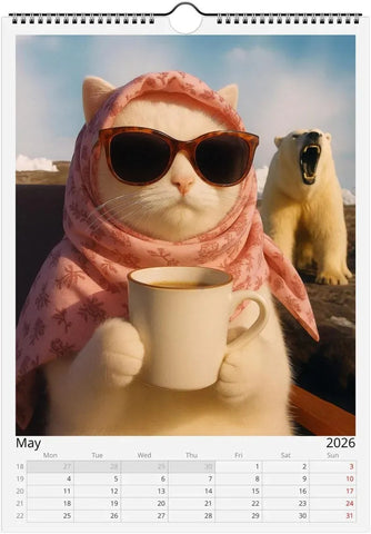 Everything is Fine Meme Cat Wall Calendar 2026