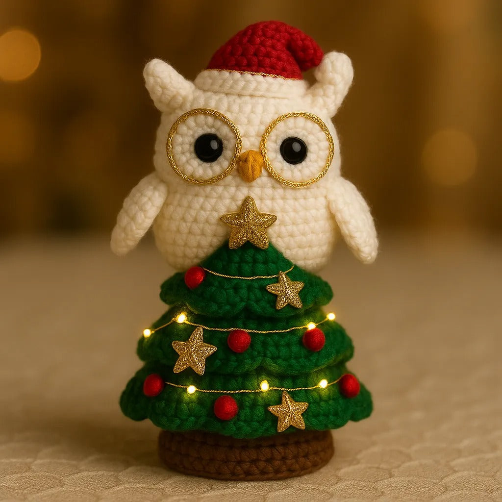 Crochet Christmas Owl Tree Ornament