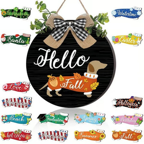 16 PCS Interchangeable Dachshund Sign Dog Welcome Sign