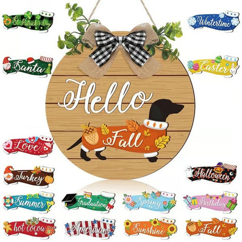 16 PCS Interchangeable Dachshund Sign Dog Welcome Sign