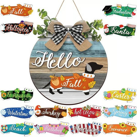 16 PCS Interchangeable Dachshund Sign Dog Welcome Sign