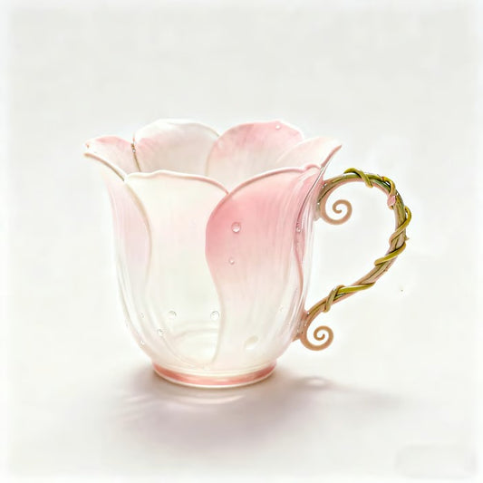 Handcrafted Petal Cup with Vine Handle