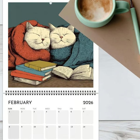 2026 Cat Calendar Cat--Your 2026 Cat & Book Lover's Wall Calendar