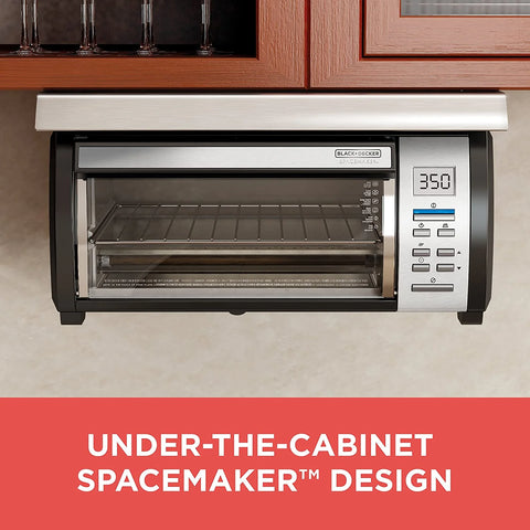 BLACK+DECKER SpaceMaker Under-Counter Toaster Oven, Digital Controls, Black/Stainless Steel, Fits 9�测�� Pizza, TROS1000D