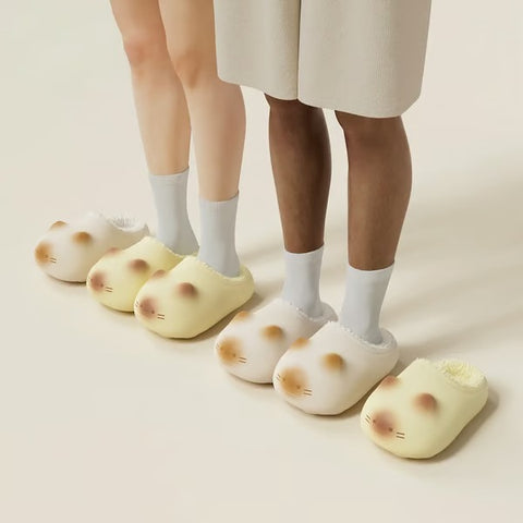 Cat Paws Footprints Fluffy Plush Fleece Height Increase Slippers