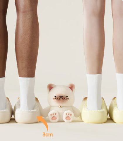 Cat Paws Footprints Fluffy Plush Fleece Height Increase Slippers