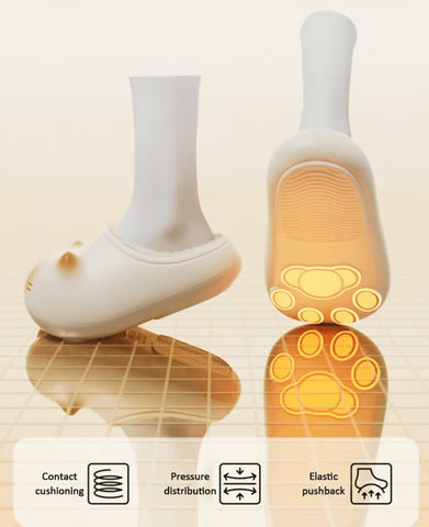 Cat Paws Footprints Fluffy Plush Fleece Height Increase Slippers