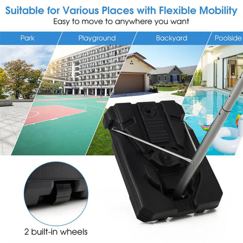 Portable Outdoor Basketball Hoop 64����-79���� Adjustable Poolside Basketball Goal System with 44" Backboard Wheeled Fillable Base