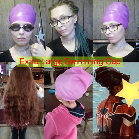 Silicone Extra Large Swimming Cap for Long Hair Braid Waterproof Women Men Ladies Diving Hood Hat Loose head African Over Size