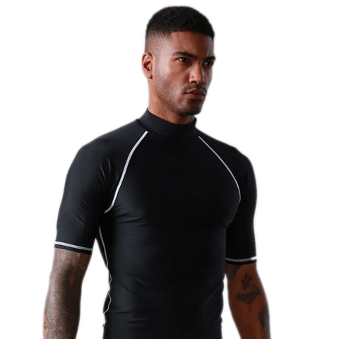 Sbart UPF 50+ Diving Skin Suit Surfing Beach Men T-shirt Water Sport Swimming Surf Top Rash guard Short Sleeve Swimwear