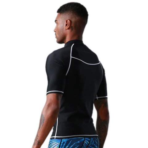 Sbart UPF 50+ Diving Skin Suit Surfing Beach Men T-shirt Water Sport Swimming Surf Top Rash guard Short Sleeve Swimwear