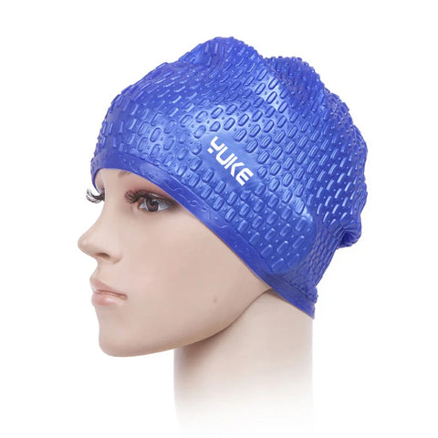 Bubble Silicone Swimming Cap for Long Hair Women men Waterproof Ear Protect Large free size Elanstic