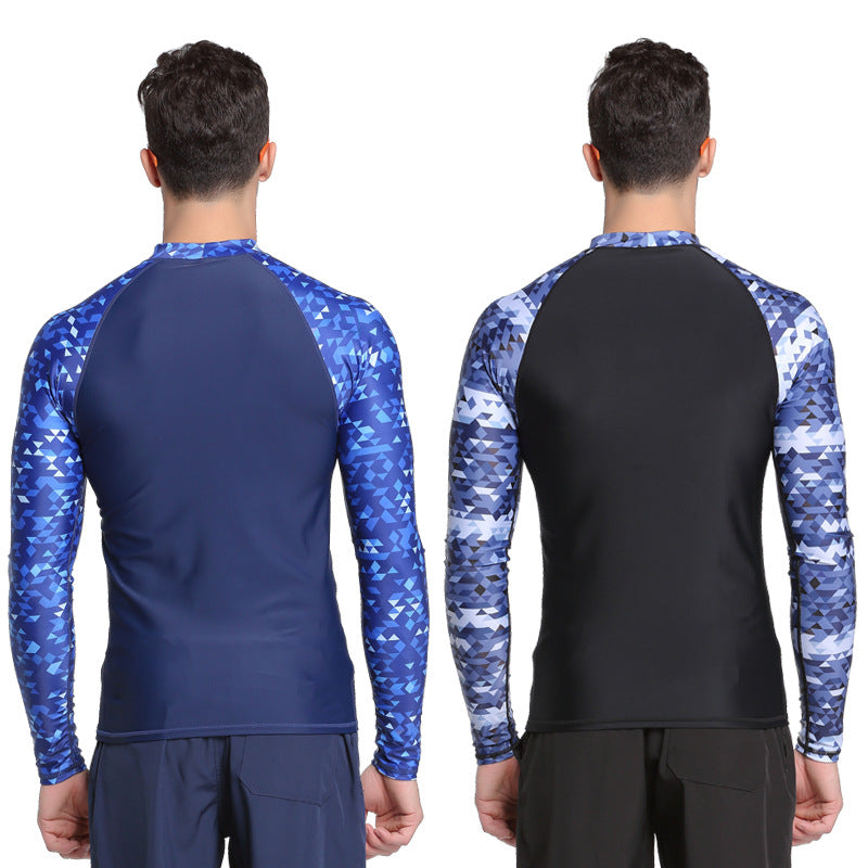 Quick Drying Mens Rash Guard Surf T-shirt Long Sleeve Beach Swimwear