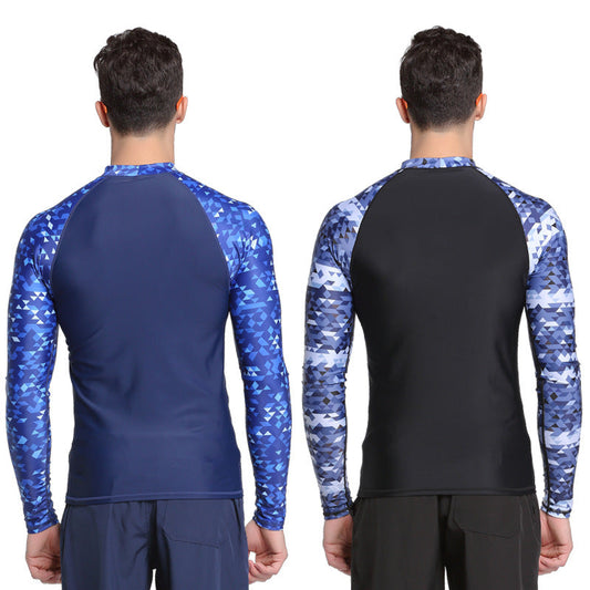 Quick Drying Mens Rash Guard Surf T-shirt Long Sleeve Beach Swimwear
