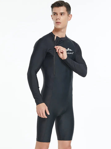 Men's One Piece Swimwear Tight Long Sleeve Sun Protection Quick Drying Tourism Vacation Swimming Surfing Suit Swimwear