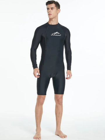 Men's One Piece Swimwear Tight Long Sleeve Sun Protection Quick Drying Tourism Vacation Swimming Surfing Suit Swimwear