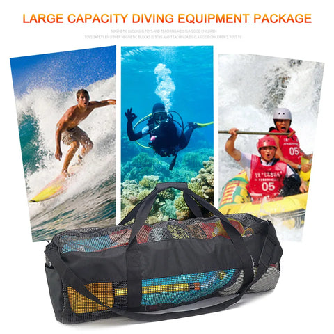 Portable Mesh Tote Large Capacity Multifunctional Snorkeling Equipment Storage Bag Shoulder Bag for Surfing Swiming Scuba Diving