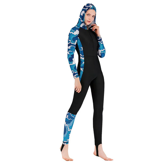 New Women's Diving Suit One Piece Sun Protection Long Sleeve Slim Fit Swimwear