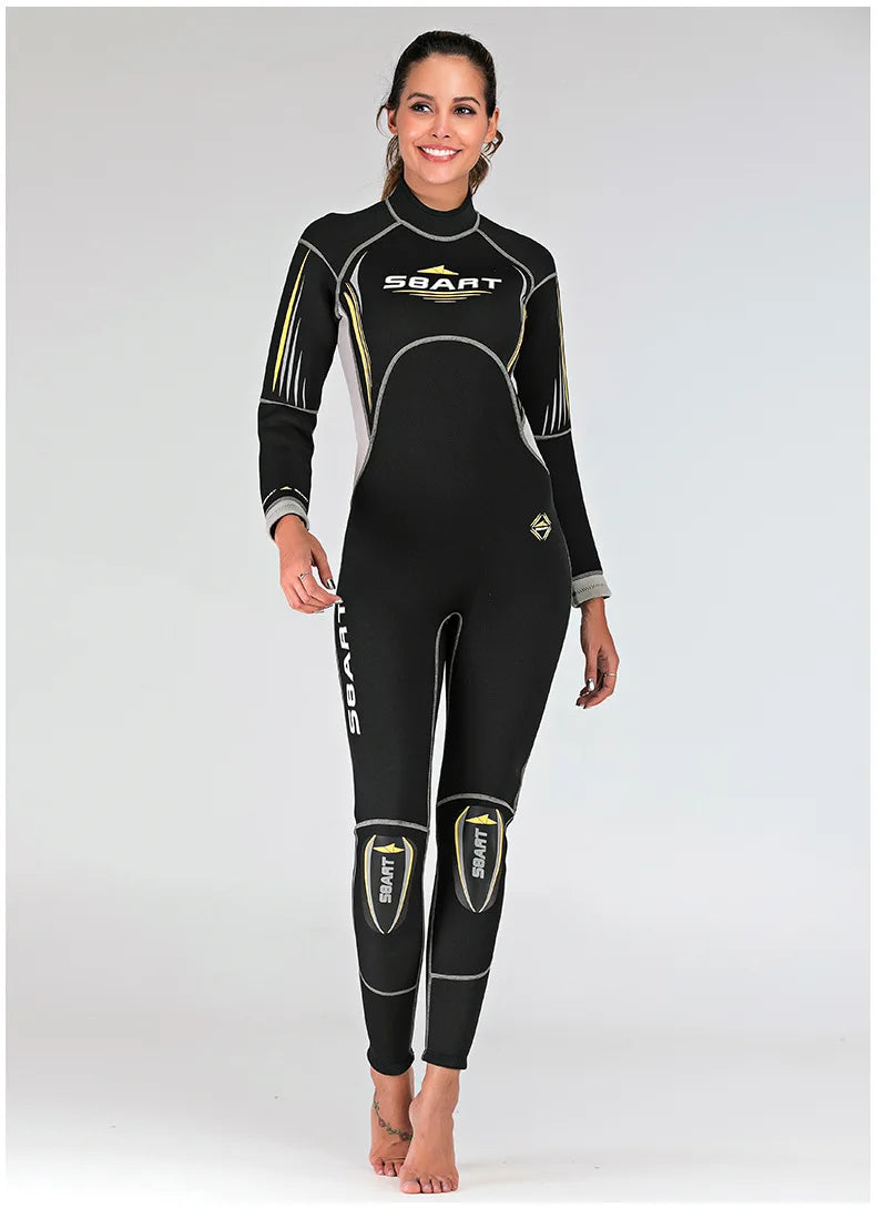 3MM one piece diving suit for women thickened insulation back zipper deep diving winter swimming equipment swimsuit