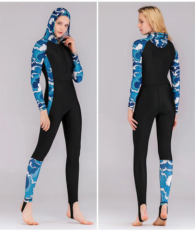 SBART New Women's Diving Suit One Piece Sun Protection Long Sleeve Slim Fit Swimwear