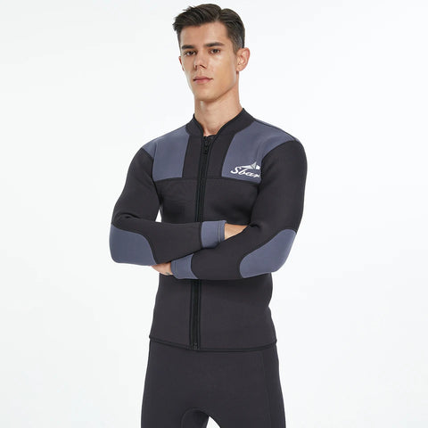 3mm Fleece Lined Wetsuit Jacket Neoprene Top Front Zip Thermal Diving Suit Upper for Men Women