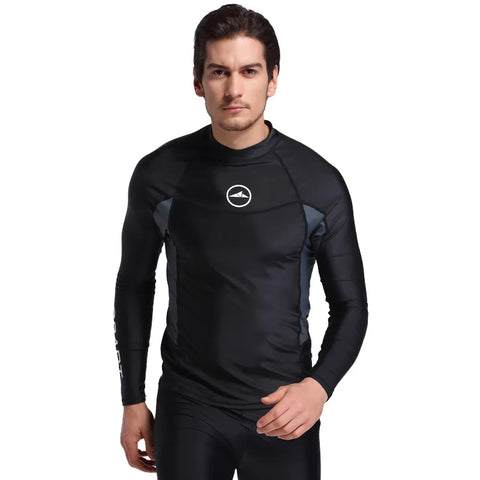 Men's swimsuit long sleeved sun protection swimming top vacation hot spring floating diving suit