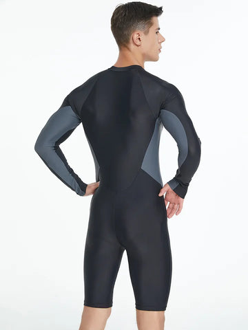 Men's One Piece Swimwear Tight Long Sleeve Sun Protection Quick Drying Tourism Vacation Swimming Surfing Suit Swimwear