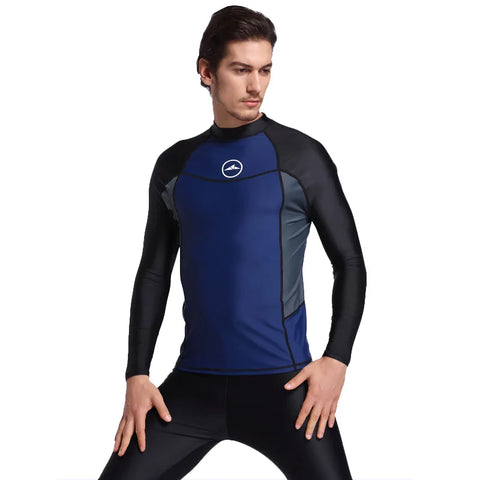 Men's swimsuit long sleeved sun protection swimming top vacation hot spring floating diving suit