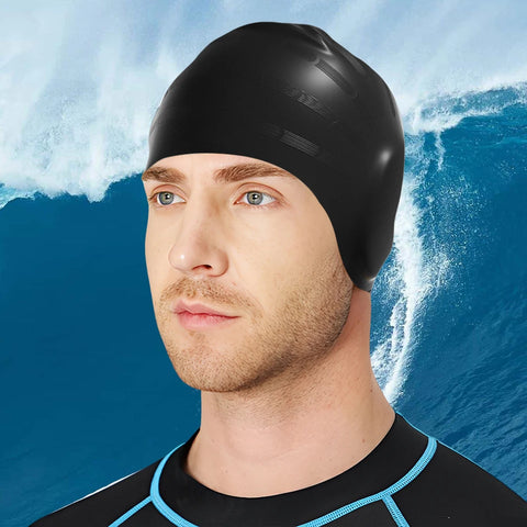 Silicone Swimming Cap Ear Protection Waterproof Bathing Cap High Elasticity Swim Cap for Long & Short Hair