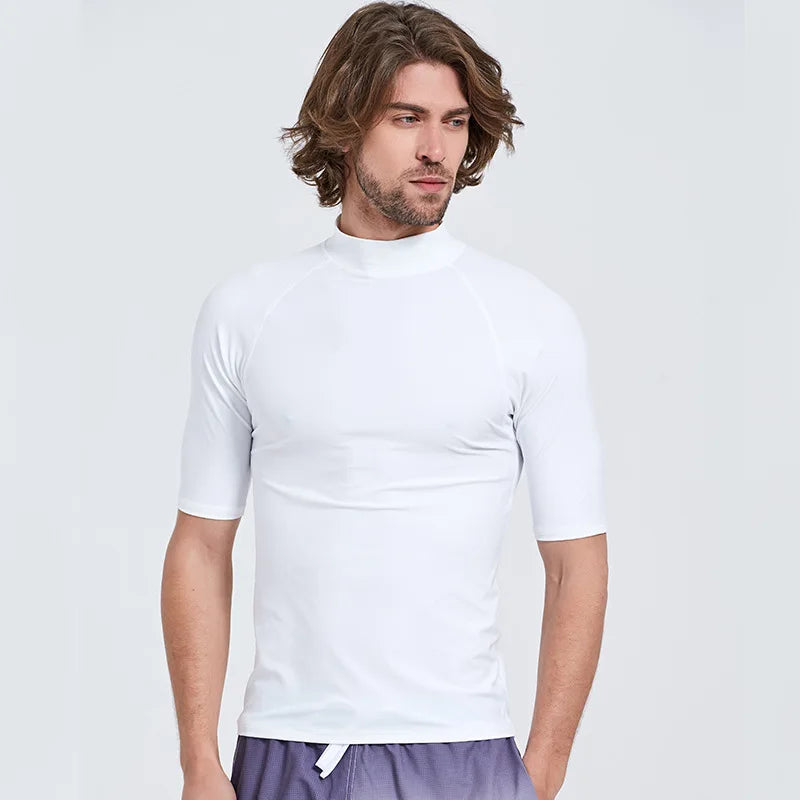 Sbart UPF 50+ Diving Skin Suit Surfing Beach Men T-shirt Water Sport Swimming Surf Top Rash guard Short Sleeve Swimwear