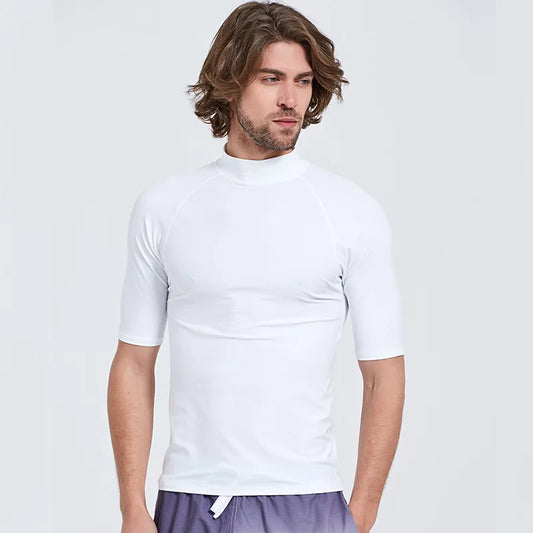 Sbart UPF 50+ Diving Skin Suit Surfing Beach Men T-shirt Water Sport Swimming Surf Top Rash guard Short Sleeve Swimwear