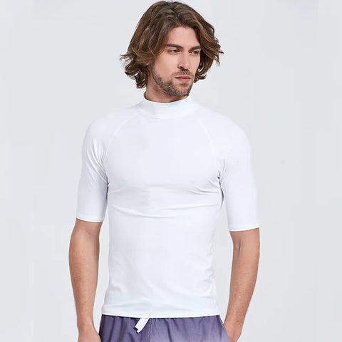 Sbart UPF 50+ Diving Skin Suit Surfing Beach Men T-shirt Water Sport Swimming Surf Top Rash guard Short Sleeve Swimwear
