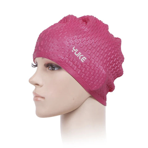 Bubble Silicone Swimming Cap for Long Hair Women men Waterproof Ear Protect Large free size Elanstic