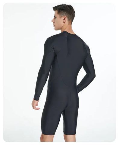 Men's One Piece Swimwear Tight Long Sleeve Sun Protection Quick Drying Tourism Vacation Swimming Surfing Suit Swimwear
