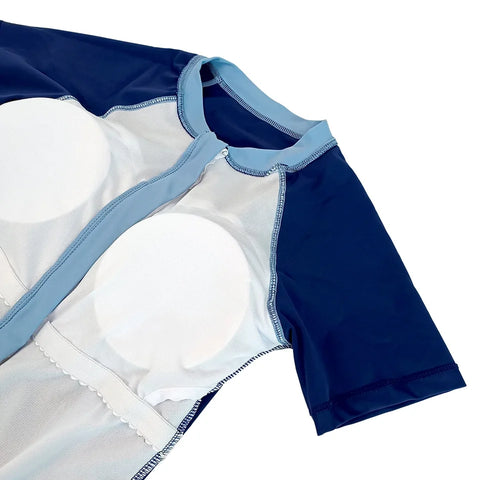 Vintage One Piece Swimsuit Women Swimwear Quick Dry Front Zipper Long Sleeve Trunks Rash Guard Surf Swimming Suit