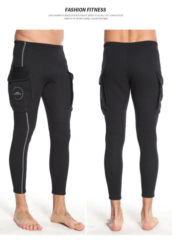 Men's High Waist 3mm Diving Pants Neoprene Wetsuit Pants with Pocket