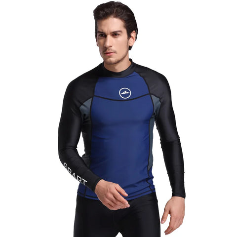 Men's swimsuit long sleeved sun protection swimming top vacation hot spring floating diving suit