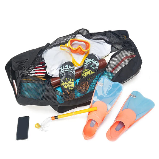Portable Mesh Tote Large Capacity Multifunctional Snorkeling Equipment Storage Bag Shoulder Bag for Surfing Swiming Scuba Diving