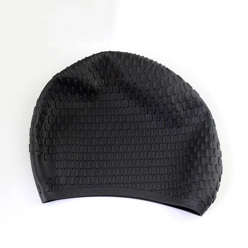 Bubble Silicone Swimming Cap for Long Hair Women men Waterproof Ear Protect Large free size Elanstic
