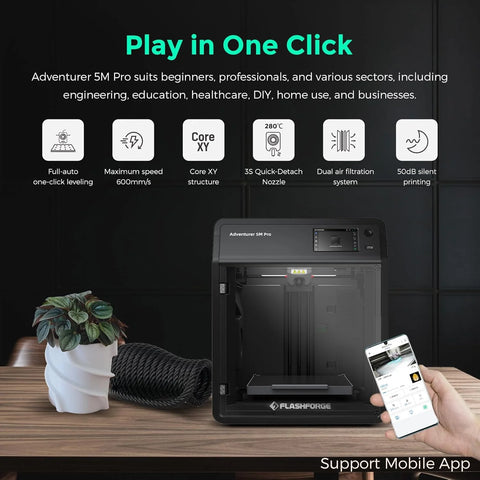 Adventurer 5M 3D Printer with Auto Leveling & High Speed