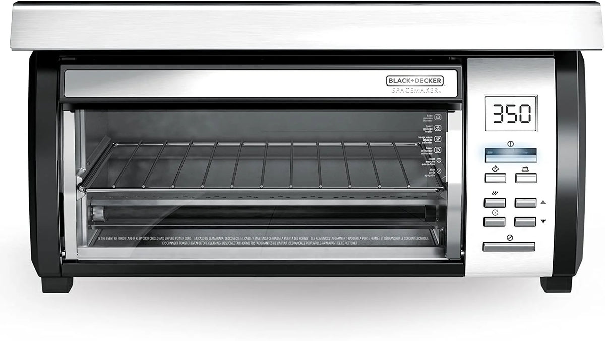 BLACK+DECKER SpaceMaker Under-Counter Toaster Oven, Digital Controls, Black/Stainless Steel, Fits 9�测�� Pizza, TROS1000D