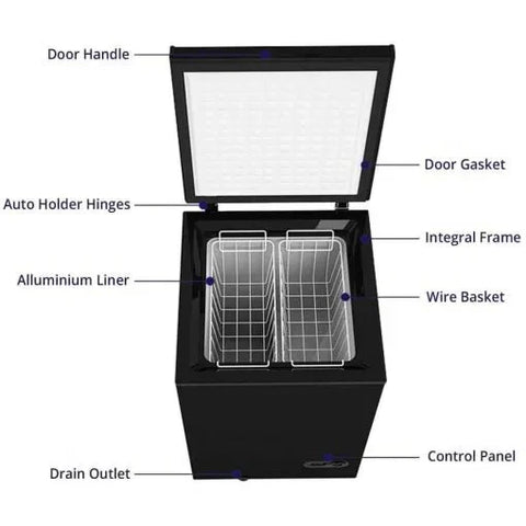 Chest Freezer – 3.5 Cu Ft with 2 Removable Baskets – Reach In Freezer Chest – Quiet Compact Freezer – 7 Temperature Settings – Black