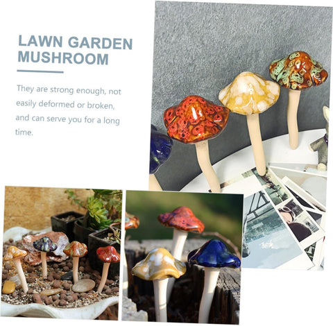 Ceramic Mushrooms Figurine Set of 4